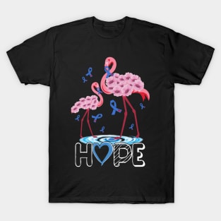 Flamingo Hope Blue Ribbon Diabetes Type 1 Awareness T-Shirt